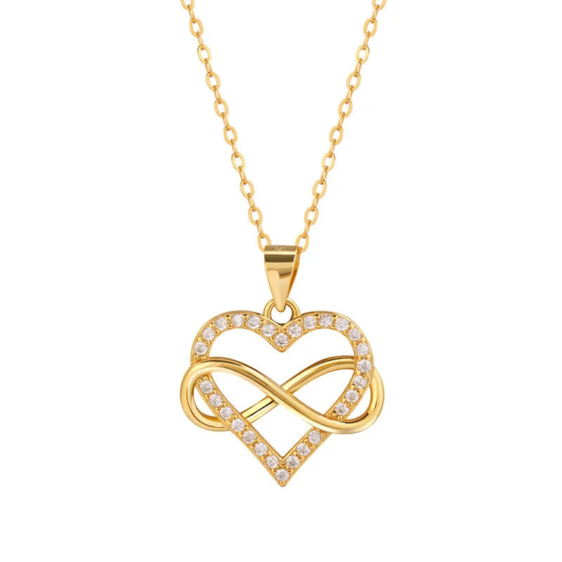 Romantic Cubic Zirconia Heart Infinity Necklace