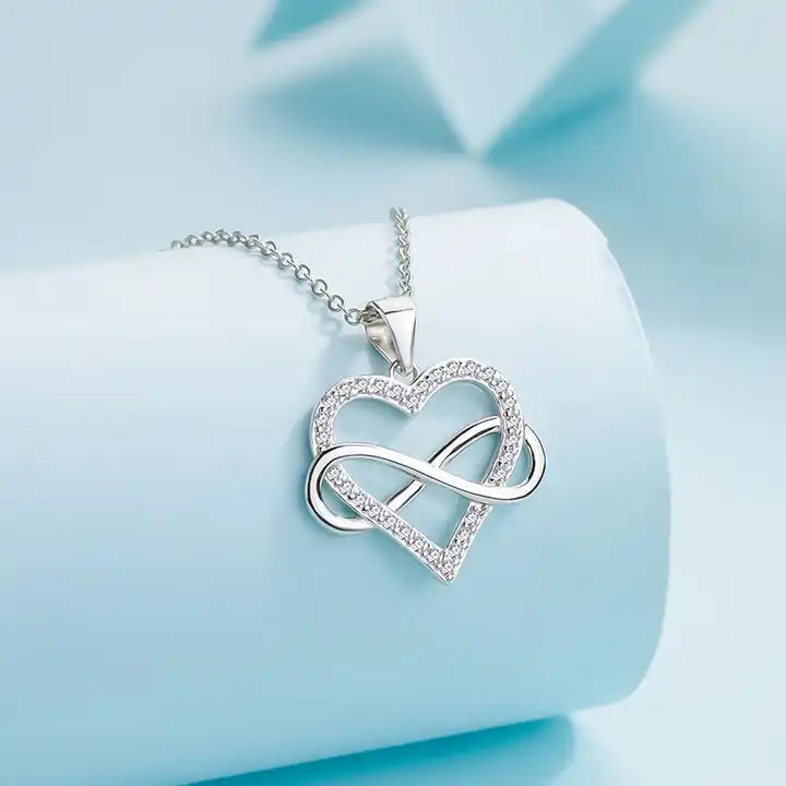 Romantic Cubic Zirconia Heart Infinity Necklace