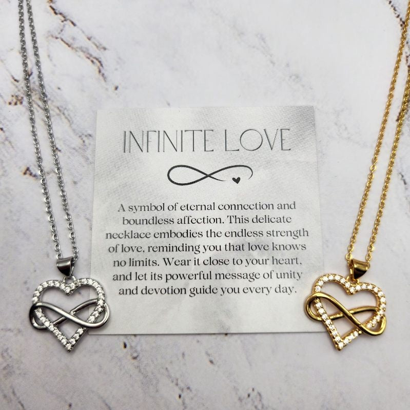 Romantic Cubic Zirconia Heart Infinity Necklace