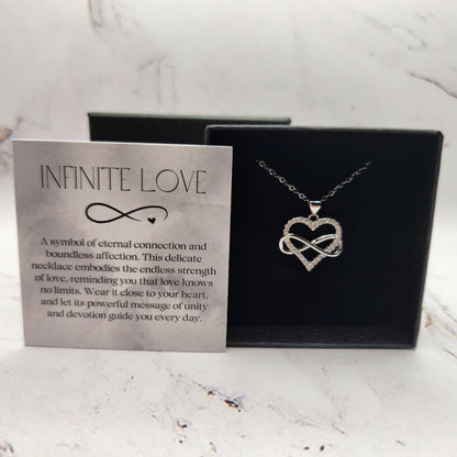 Romantic Cubic Zirconia Heart Infinity Necklace